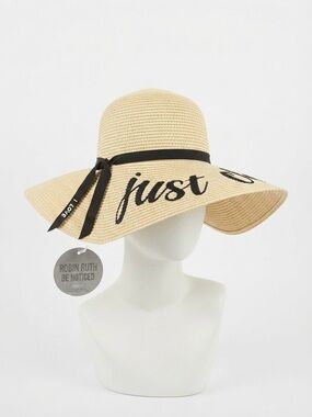 NWT Robin Ruth "Just Chillin" Floppy Straw Sun Hat Wide Brim Beach Vacation